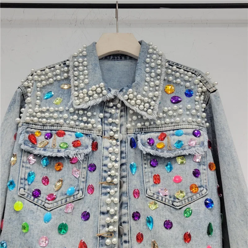 Streetwear Brand Pants - Autumn Women Fashion Pearl Beaded Diamond