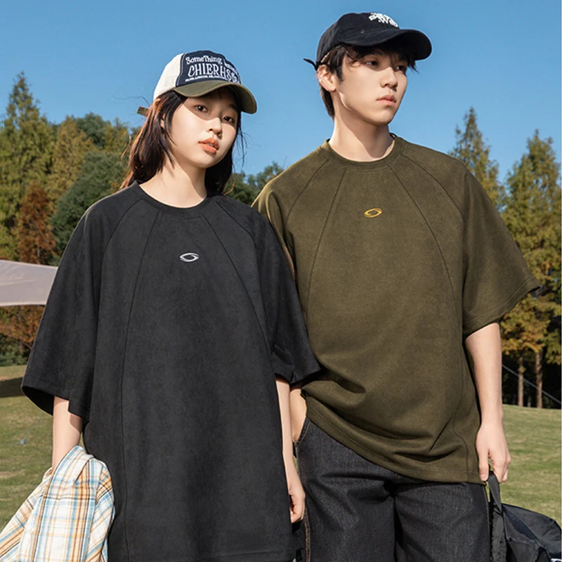 Streetwear Brand Korea - TFETTERS Brand Suede Solid Color T