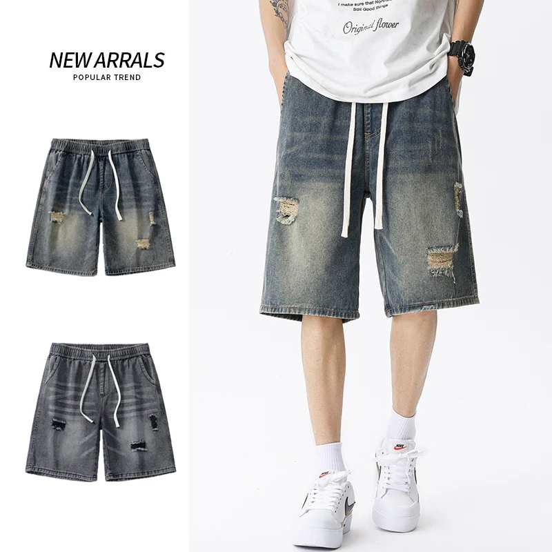 Summer Thin Denim Shorts Men's - Streetwear Brand Pants ulasan dan harga