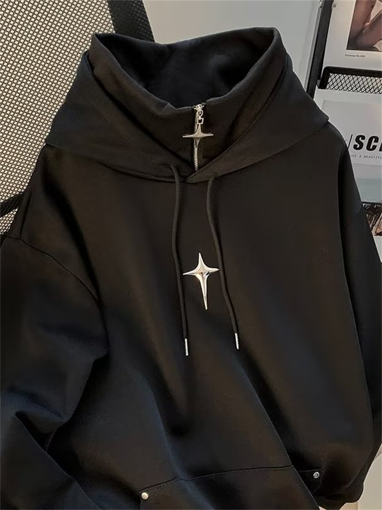 Autumn Winter High Neck Hoodie - Streetwear Brand Hoodie ulasan dan harga
