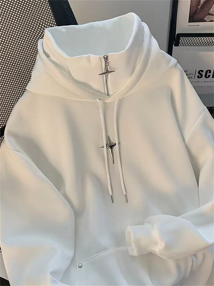 Autumn Winter High Neck Hoodie - Streetwear Brand Hoodie ulasan dan harga