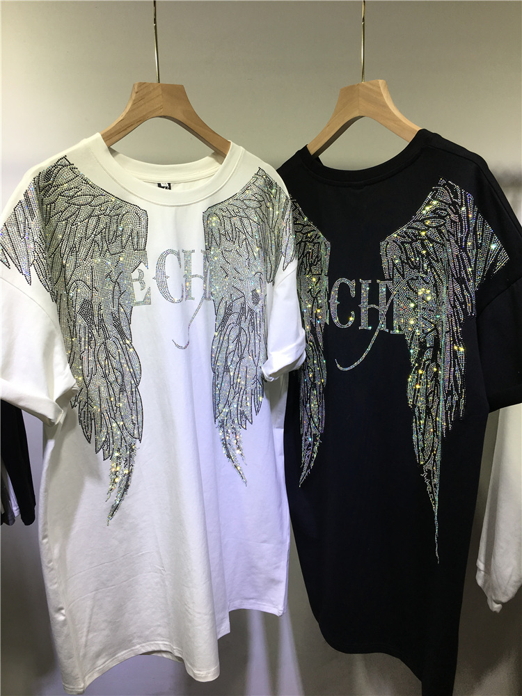 L-4XL Oversize Rhinestone Ange - Streetwear Brand Tees ulasan dan harga