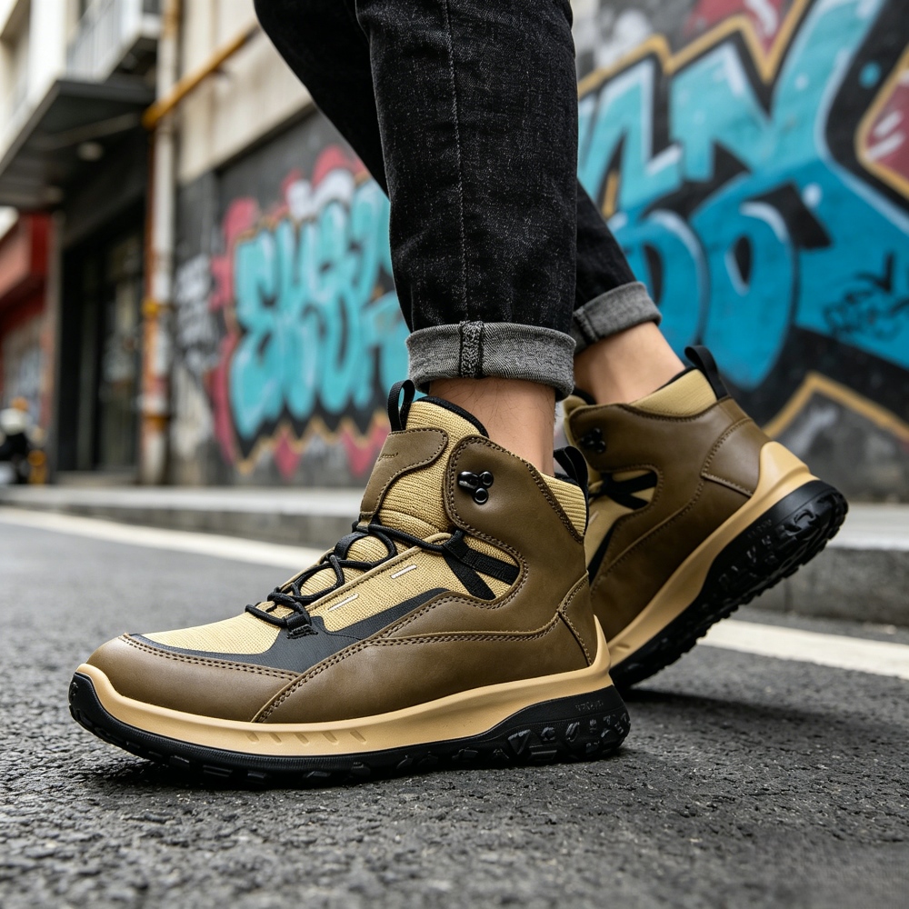 High Top Leather Shoes Men Lux - Streetwear Outdoor Brand ulasan dan harga
