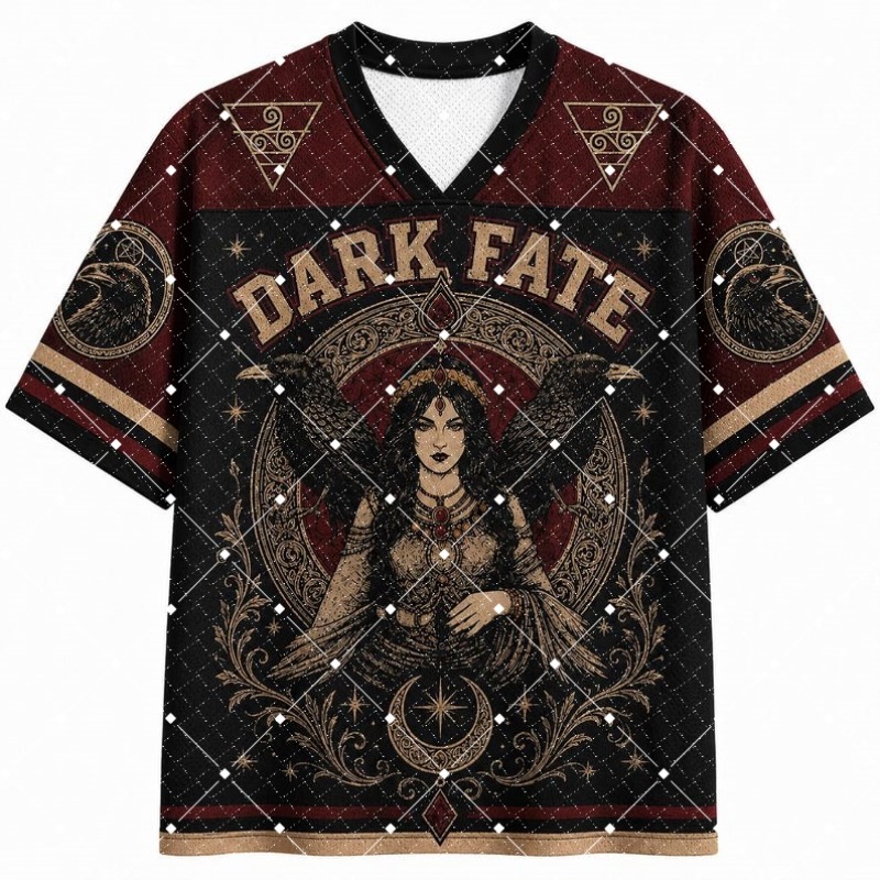 Dark Fate Witch Raven Print V‑ - Streetwear Brand T Shirt ulasan dan harga