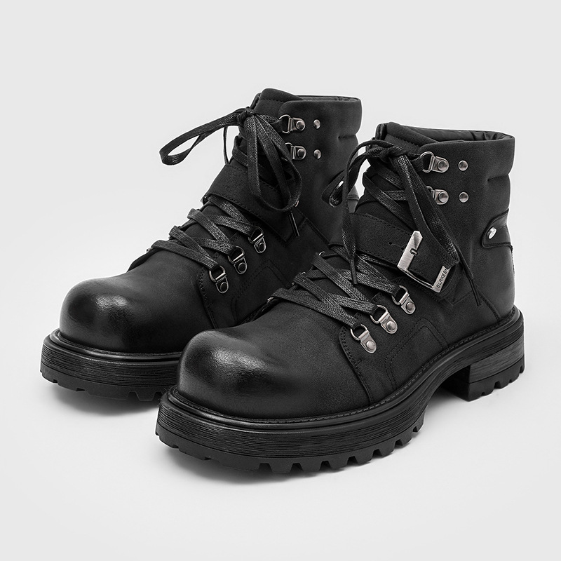 Brand Men Leather Boots Motorc - Streetwear Brand Luxury ulasan dan harga