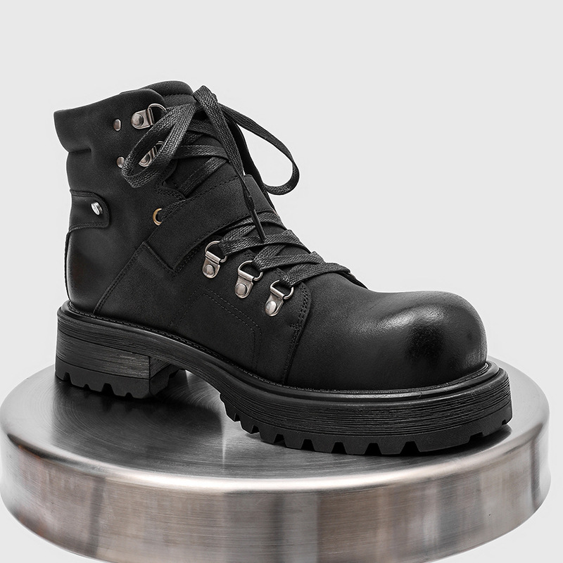 Brand Men Leather Boots Motorc - Streetwear Brand Luxury ulasan dan harga